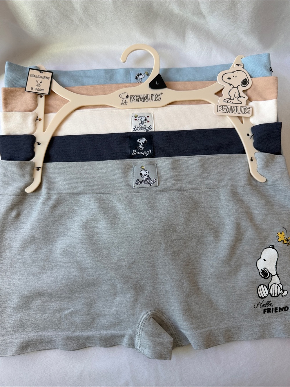 Peanuts  Briefs Pack of 5 in Navy, Gray, White, Peach & Light Blue